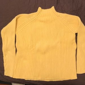 Yellow cable knit long sleeve turtleneck